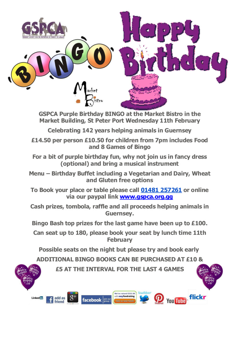 GSPCA Purple birthday Alice in WOnderland themed bingo at the Market Bistro in Guernsey with the GSPCA