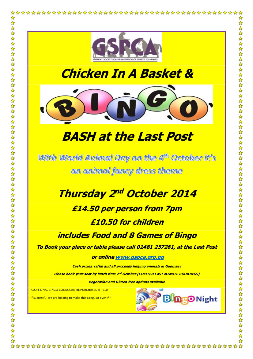 GSPCA Bingo Bash at the Last Post