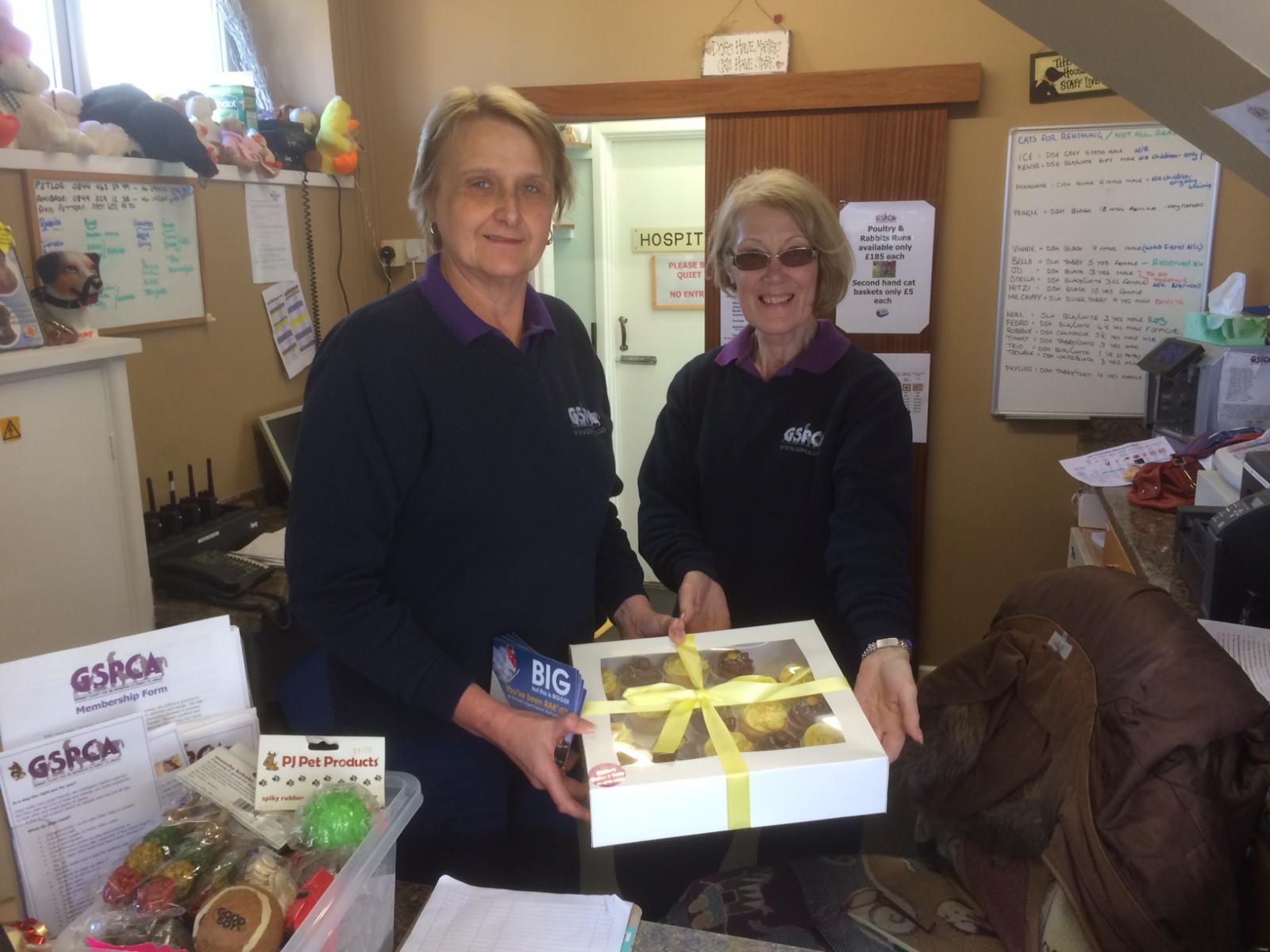 Yvonne and Jane Random Acts of Kindness picture with Claire's Cakes
