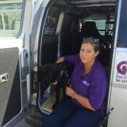 Annie Janes from the GSPCA with a dog left in a hot car in Guernsey