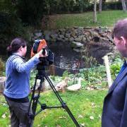 Gert the dusck being filmed for Oscar Puffin and Channel Television